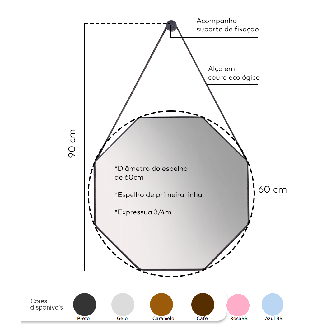 Espelho Adnet Octogonal com Alça